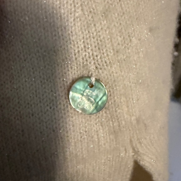 Tommy Bahama Cashmere Beaded V Neck Sweater L Cream - Picture 6 of 13